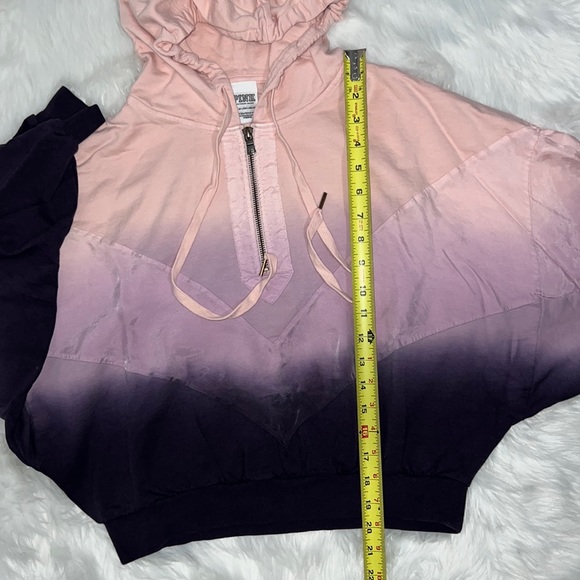 PINK black Slouchy Sport cropped Quarter zip pullover hoodie Extra Small XS - Picture 4 of 12